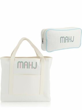 2 Pcs Embroidered Mahjong Canvas Tote (large & Extra Large)Empty Tiles Tote